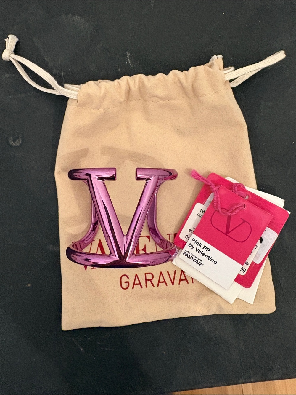 Valentino Metallic Pink V-Logo Cuff with Tags